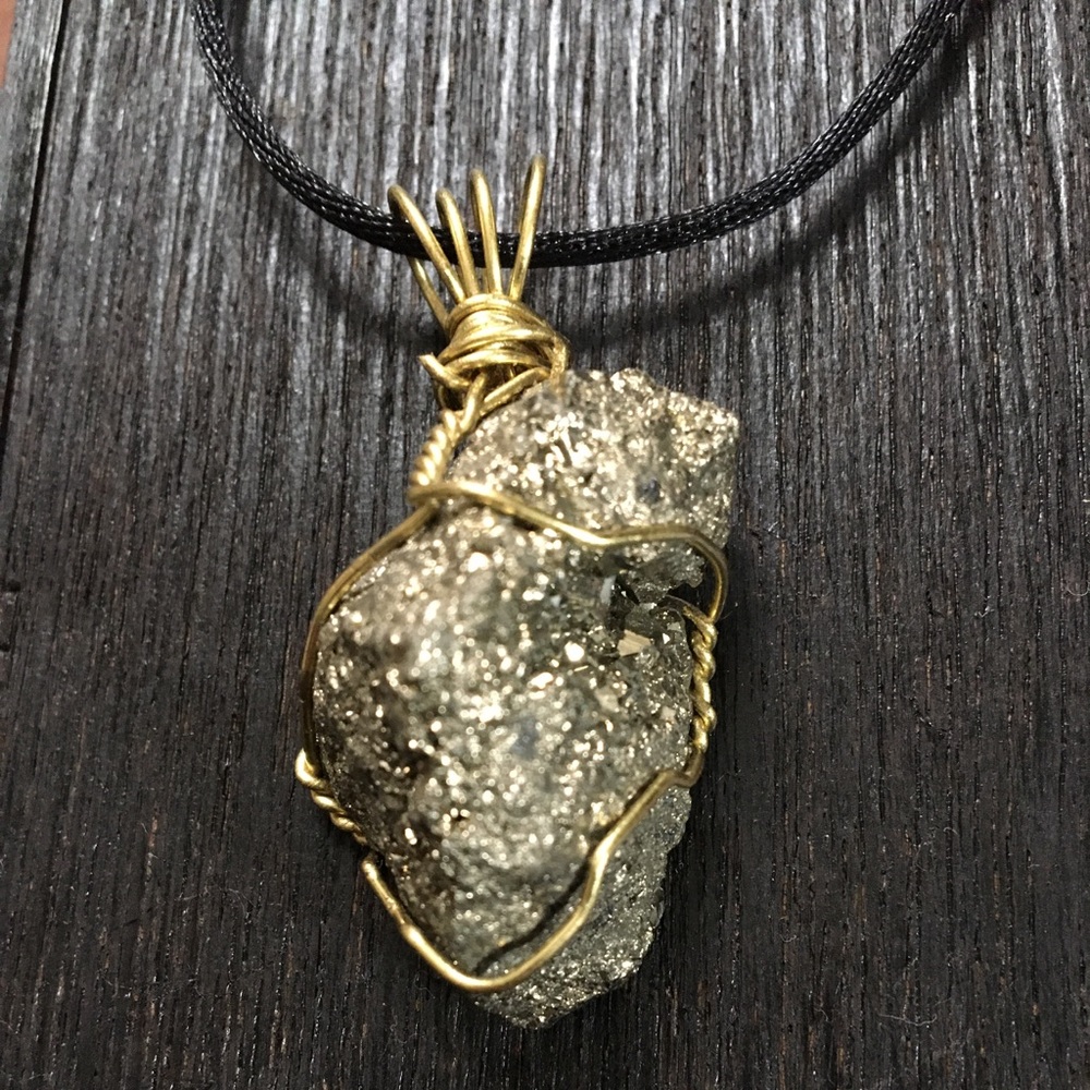 Wire Wrapped Pyrite Stone necklace
